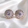 Popular stud earrings, round diamonds full of zircon copper earrings, women's, European and American classic trinkets