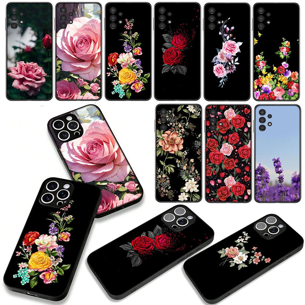 Hülle für Huawei P30 P20 P10 Mate 10 20 Pro Lite Y9A Y8S P Smart Y7 Y9 Prime Y6 Handyhülle Pfingstrose Rose Lavendel Blume