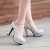 Ankle Strap Platform Women's High Heels Shoe Sexy Luxury Silver Black Gold Heels Pumps Fashion Office Party Wedding Shoes Female