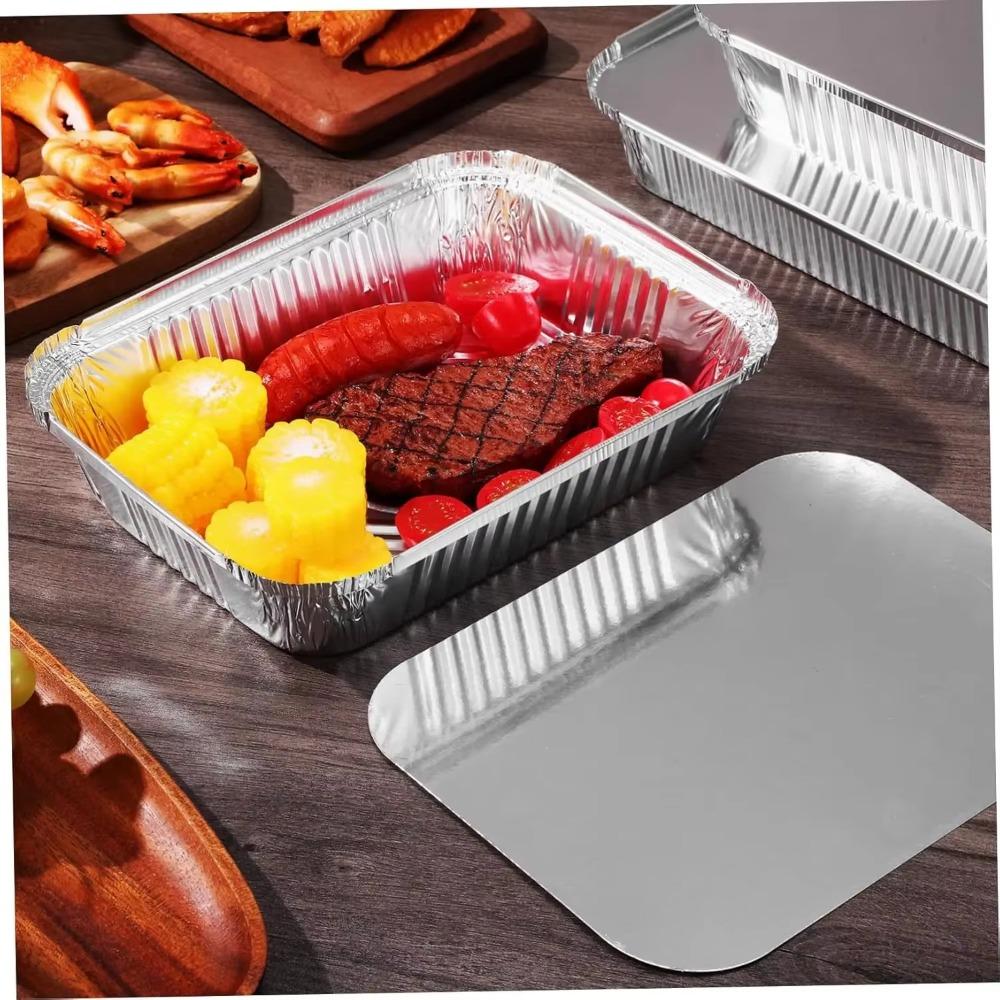 10 BUC Cu Capace Recipiente Alimentare din Folie Tăvi de Copt de Unică Folosință Bol Nou pentru Grătar Takeaway