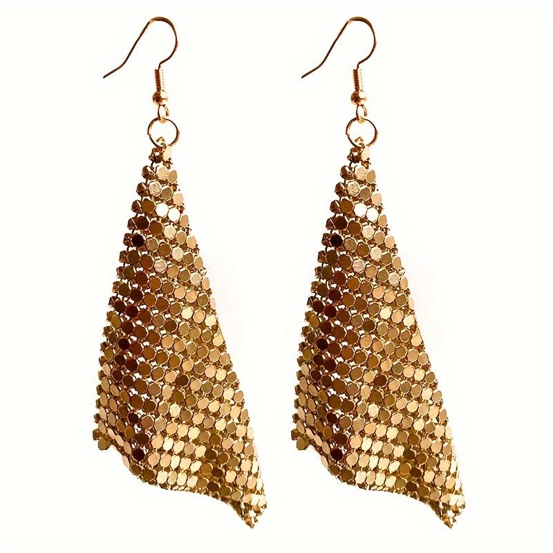 Elegant Luxury Iron Checkered Tassel Drop Earrings Versatile Daily & Party Wear All-Season Fashion Accessory