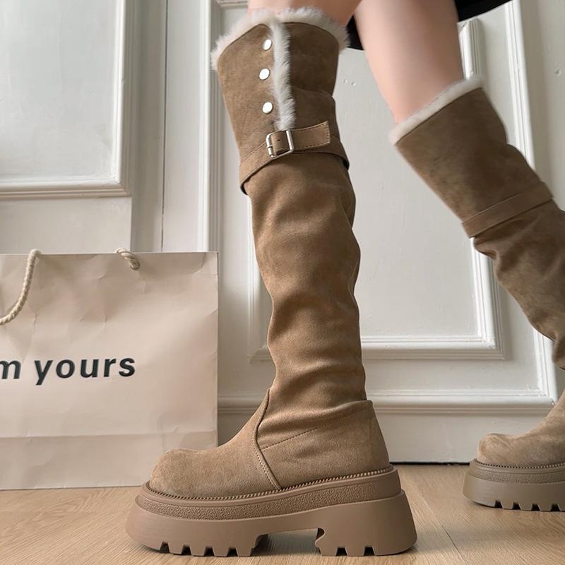 Ruodan autumn new small sleeve square heel boots 2025 thick-soled retro thin and heightened fashion boots over the knee women