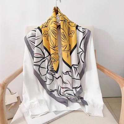 90CM Four Seasons Square Large Square Scarf Luxury Decorative Shirt Professional Headscarf Hairband Sunscreen Headscarf