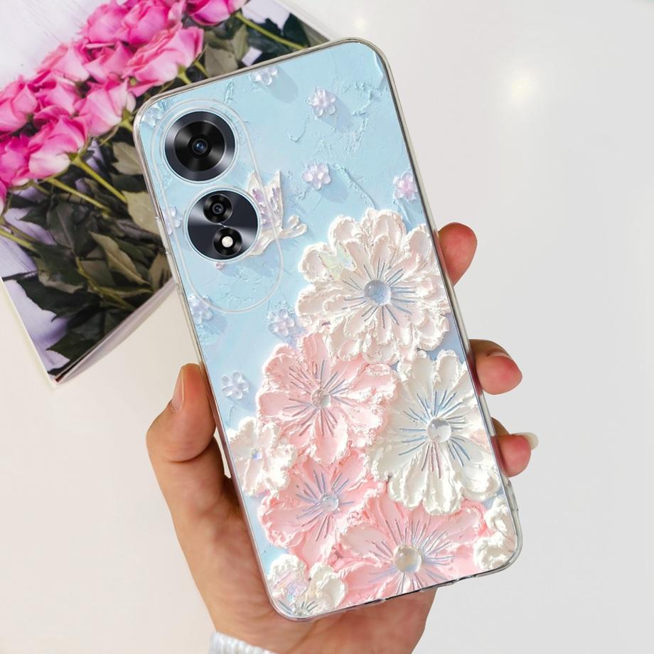 For OPPO A60 Case CPH2631 Phone Coque Transparent Slim Soft Silicone Back Cover oppoA60 A 60 Funda Flower Butterfly Love Heart