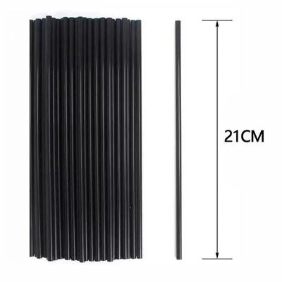 100Pcs Disposable 210Mm Black Pp Straight Drinking Straws Food Grade Bpa Free For Home Coffee Shops Daily Use