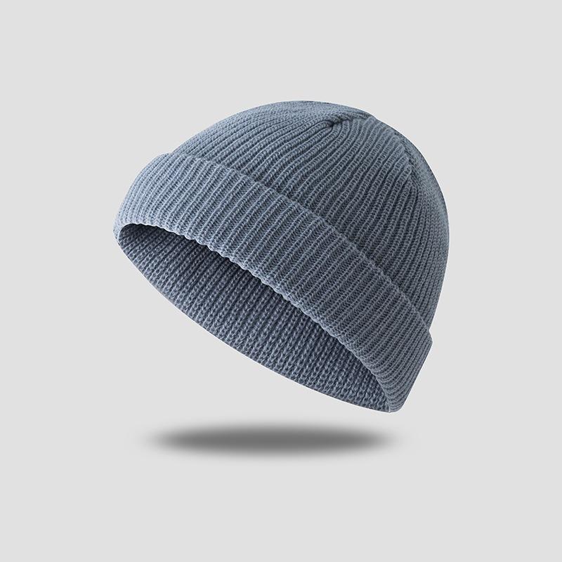 Solid color knitted hat men's autumn and winter hip-hop hat short trendy brand big head circumference warm wool cold hat