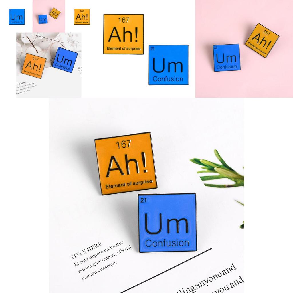 Unique Cartoon Elemental Alphabet Brooch Creative Geometric Style For Men And Women