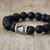 Volcanic stone Viking elastic beaded bracelet, natural stone beaded bracelet, popular handmade couple jewelry in Europe and America.