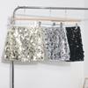 High-End Sequin A-Line Mini Skirt with Anti-Exposure Lining, High Waist, and Slim Fit