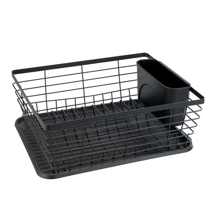 Égouttoir vaisselle - wenko - drip - noir - métal peint - bac d'égouttage amovible