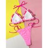 Bikini Sexy con Flores 3D de Cuello Halter y Corte Alto en la Pierna para Mujer Traje de Baño Femenino Conjunto de Bikini de Dos Piezas Bañador