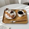 Plastic Serving Tray Home Tea Fruit Dessert Tray Wooden Pattern Plastic Food Cooking Storage Tableware Plate Tray Kitchenware
