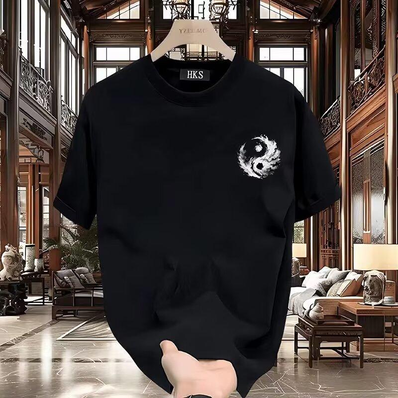 Chinese Style Men'S Round Neck Short-Sleeved T-Shirt Loose Casual Trend Cotton T-Shirt On Clothes
