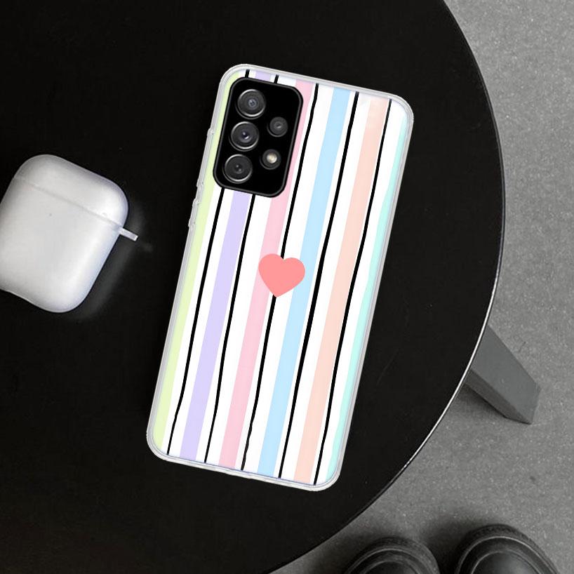Rainbow Gradient Love Phone Case Cover for Samsung Galaxy A12 A22 A32 A52 A72 A02S A51 A50S A31 A20S A10S Note 20 Ultra 10 Plus