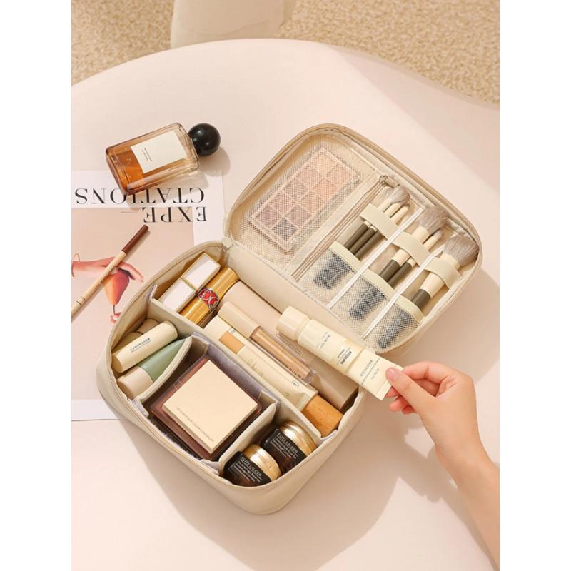1pcs Toilet and Beauty Tool Storage Bag with Partition, Portable Oxford Cloth, Fashionable Outdoor Portable Makeup Bag