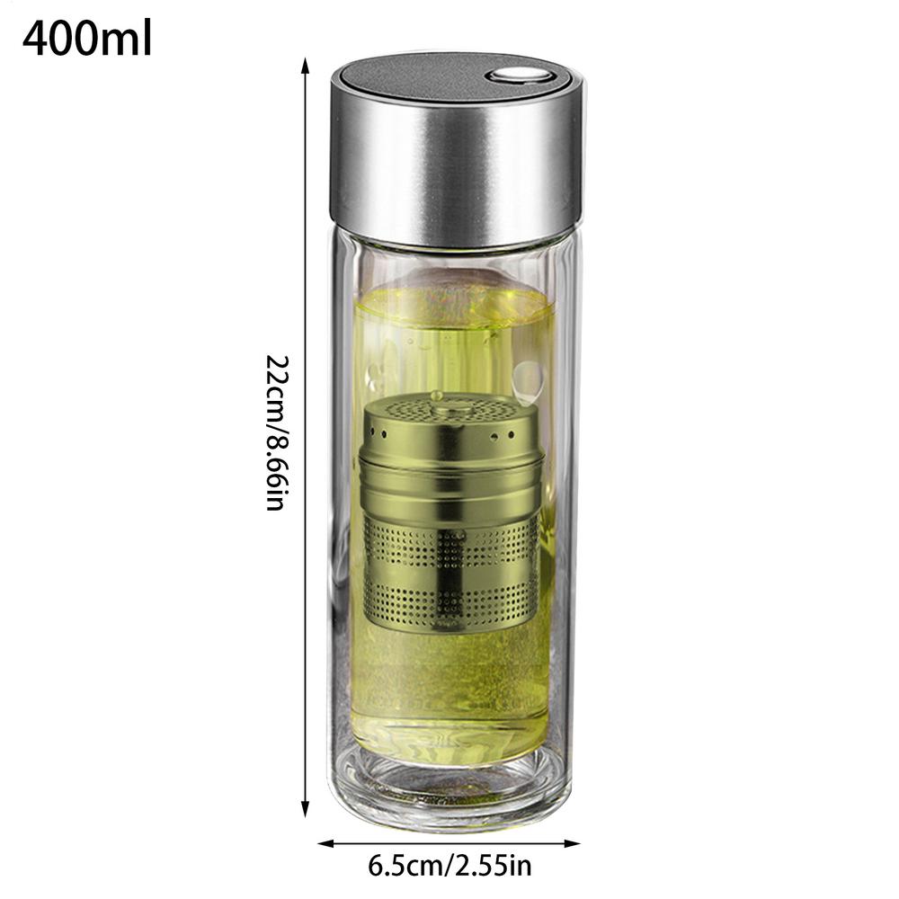 Water Bottle With Filter Portable Tea Infuser 400ml High Temperature Resistant Drinkware With Magnetic Lid Double-Layer Water