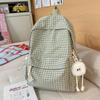 Schoolbag casual large capacity backpack ins style fashion girl Korean version plaid simple college student schoolbag travel backpack
