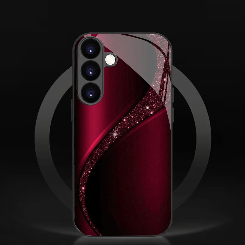 Selected red curved new glass phone case suitable for Samsung Galaxy S26 S25 S24 S22 S21 S20 FE/Ultra/Plus shockproof back cover