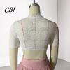 Oktoberfest Costume Blouse Women Floral Lace Crop Top, Bavarian German Beer Festival Shirt Dirndl Blouse, Short Sleeved Sheer Cropped Sleeve Tee
