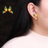 Girls Colorful Butterfly Earrings Fashion Inlaid Diamonds Stud Earrings For Women Gifts