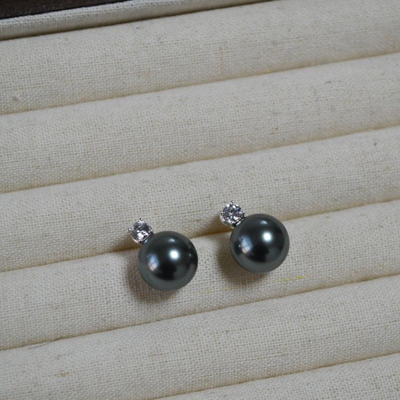 Elegant Princess Style Cubic Zirconia and Imitation Pearl 925 Silver Stud Earrings
