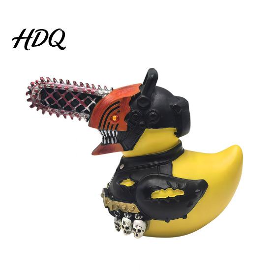 Office Desk Figurine Horror Chainsaw Duck Small Resin Statue Collectible Funny Sculpture for Dashboard Home Desktop Decor Figure