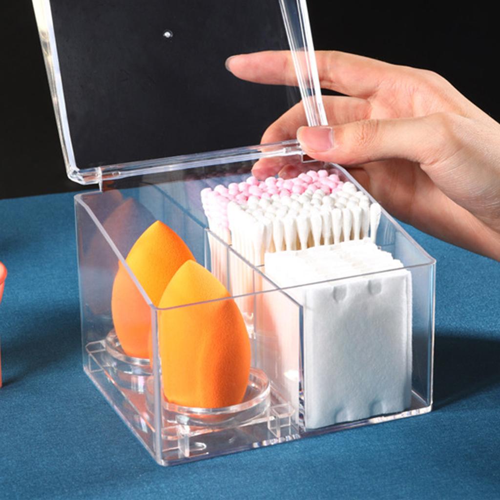 Clear Cotton Swab Box Dustproof Waterproof Acrylic Transparent Cotton Swab Organizer with Lid for Co