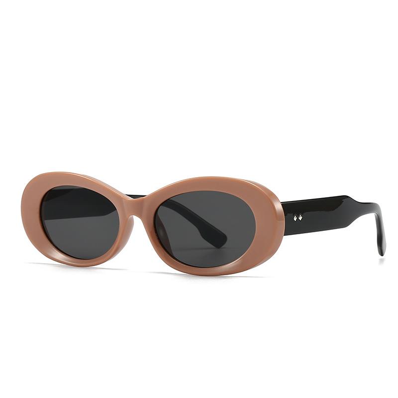 Classic Rivet Brand Oval Sunglasses Women For Men Luxury Designer Vintage Sun Glasses Popular Punk Drive Jelly Pink Shades Uv400