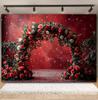 14. Februar Valentinstag Fotohintergrund Rote Rose Bogenförmiges Herz Blumen Romantische Hochzeit Brautparty Foto Hintergrund