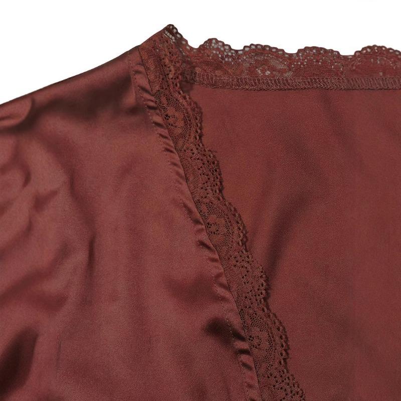 Women S V Neck Long Sleeve Lace Bow Open Front Top