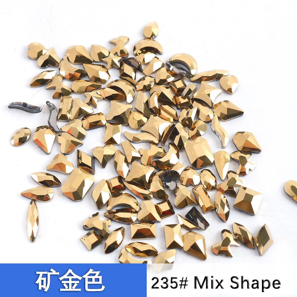 Nail Art Aurora Diamond, Warm Elf With The Same Champagne Flat Bottom Special-Shaped Diamond Mixed With 100 Internet Celebrity Nail Art Diamonds