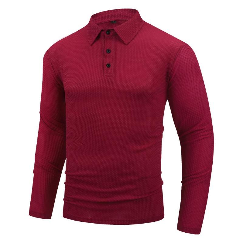 Spring Autumn Men's Long Sleeved Lapel Casual Solid Color Polo Lapel Casual Shirts Men’s