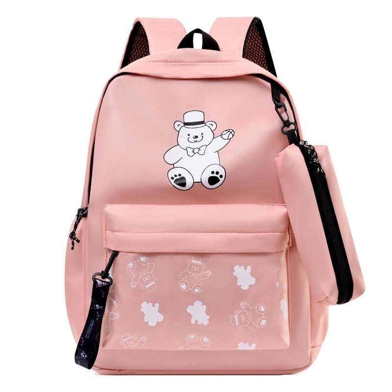 Schoolbag1011 Summer School Bag Backpack Shoulder Pencil Bag Three-piece Set Canvas Bag Large Capacity Travel and Leisure