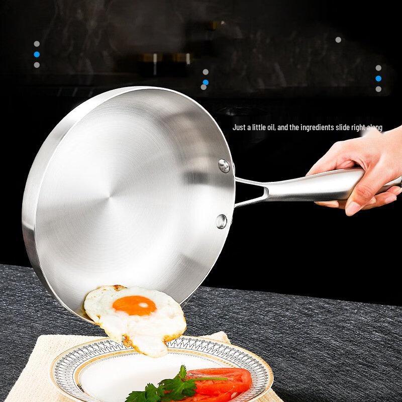 ZISIZ Thickened 304 Stainless Steel Frying Pan