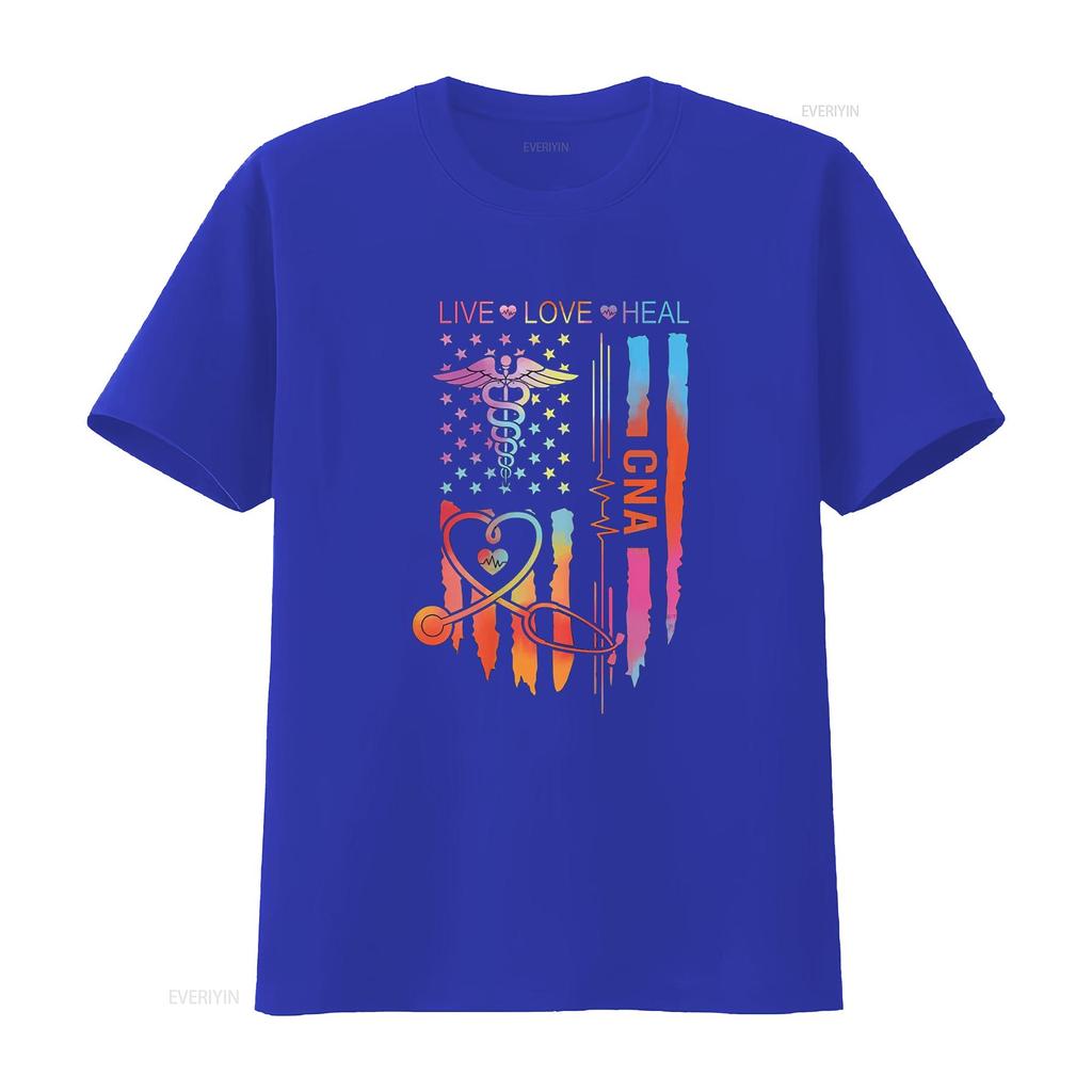 CNA Nurse Appreciation Week USA Flag T Shirt vintage Washed homme Stylish graphic Breathable Versatile designer clothes Soft