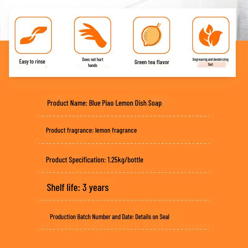 Lan Piao Lemon Dish Soap 1.25kg - Degreases & Removes Stains