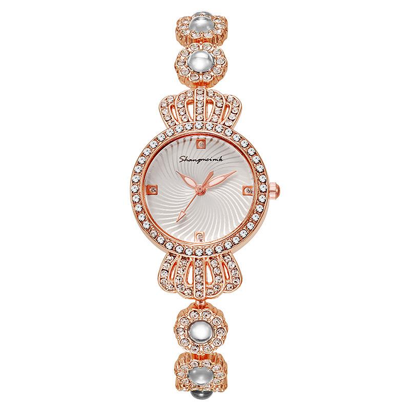 

Chalcedony Bracelet Quartz Women s Fashion Watch with Crown Jewelry білий