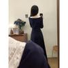 Große Größe Koreanische Version von hochwertigem langärmeligem Kleid für Damen Herbst Bauchbedeckung und dünner Rock, schicker und schöner A-Linien-Rock