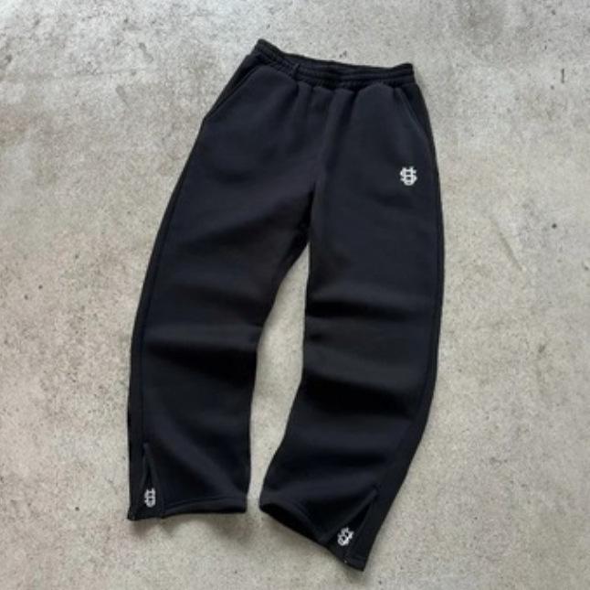 Unisex Elastische Taille Trainingsbroek Losse Pasvorm Streetwear Borduurwerk Joggers Casual Lange Broek
