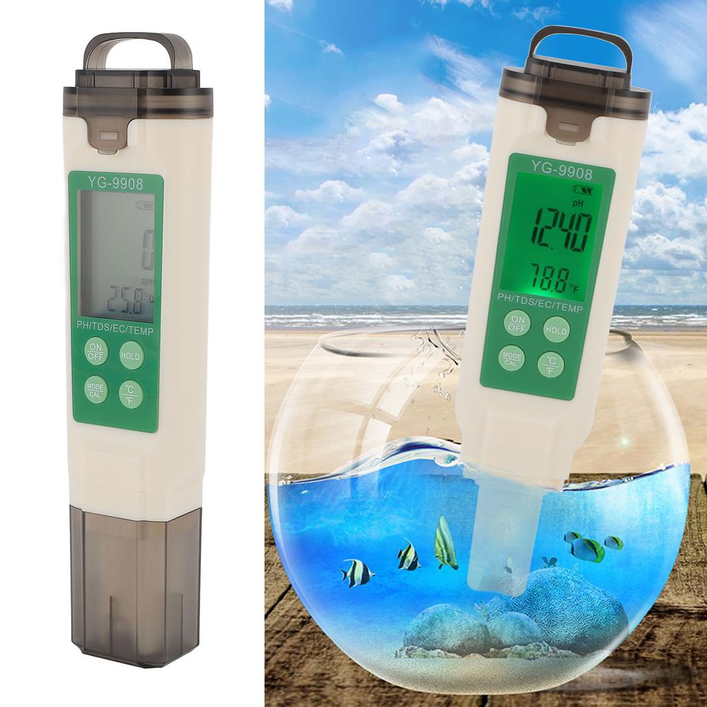 4 in 1 Water Quality Tester High Accuracy Clear Reading Green Backlight Digital Water Tester for PH 