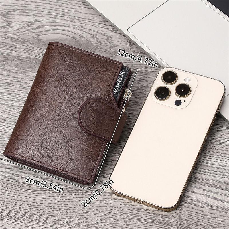 Men Fashion Short Wallets Vintage Design Artificial Leather Card Holder Zipper Coin Purse Classic GZW