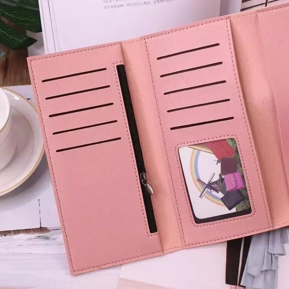 Pu Leather Women Wallets Luxury Long Hasp Fold-Over Pattern Coin Purses Female Solid Colors New Thin Clutch Phone Bag