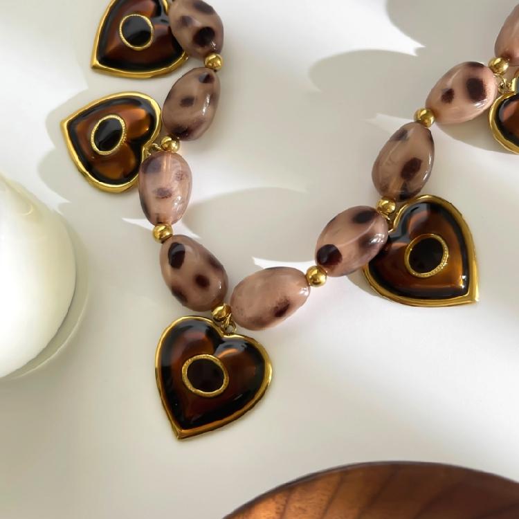 Retro Heart Evil Eyes Necklace Stainless Steel Adjustable Chain Jewelry For Women Vintage Layer Versatile Accessory