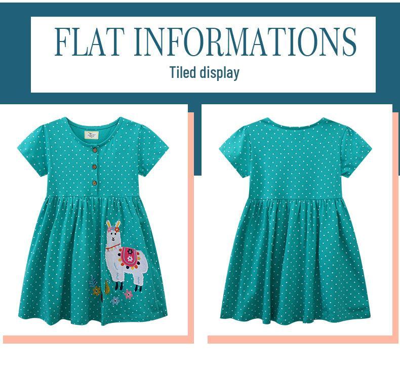 2025 European Style Girls' Summer Animal Cartoon Embroidery Princess Knitted Dress