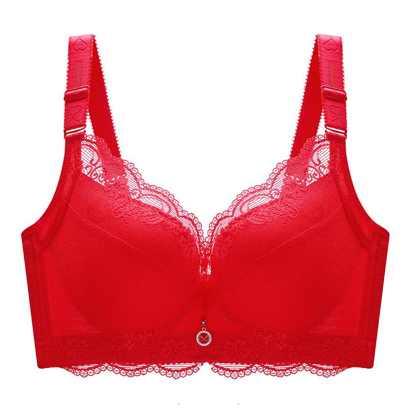 Lace Large Size Small Chest Thickened Push Up Fat MM Thin Cup Thin Push Up Bra Adjustable Sexy Underwear