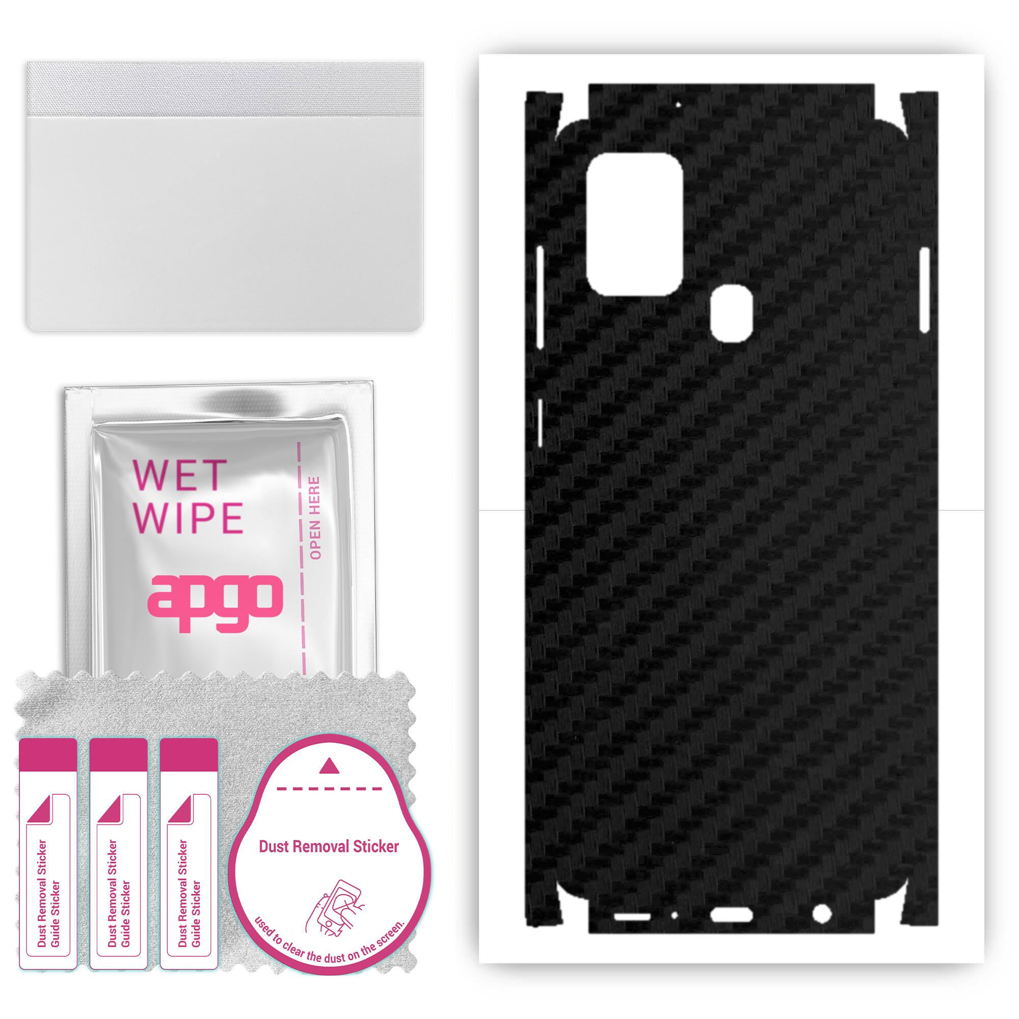 

apgo Protective Skin Sticker for the back+sides compatible with Samsung Galaxy A21s, Full Wrap Film, Foil, Vinyl - Pattern Carbon Black