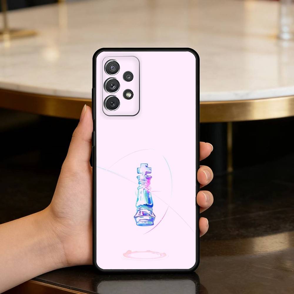 A-Art C-Chess Soft Silicone Black Cover Phone Case For Samsung Galaxy A73,A72,A71,A70,A53,A52,A51