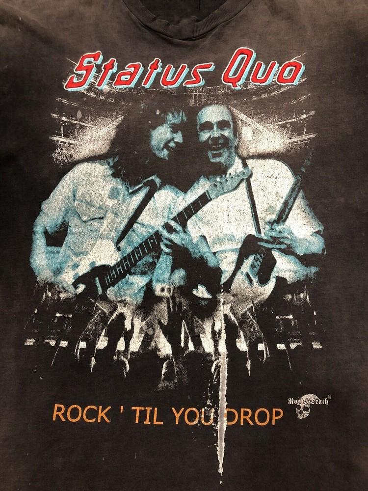 Rock Til You Drop Status Quo Band Shirt Black Unisex S-5XL 1A0042 Unisex T-Shirt M