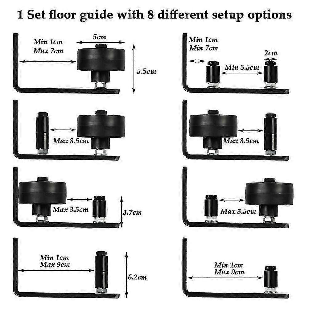 8-in-1 Adjustable Sliding Door Floor Guide Kit - Wall/Bottom Mount Repair Set for Smooth Door Movement