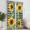 Set Of 2 Elegant Curtain Plaid Sunflower Print Window Charming European Style Design Vintage Decoration Kitchen Polyester Perfect For Cooking Area